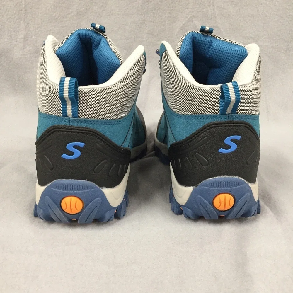 Fashion S Teal Blue Suede Hiking Boots Mens Size 43 Mid Top Trail Shoes‎
